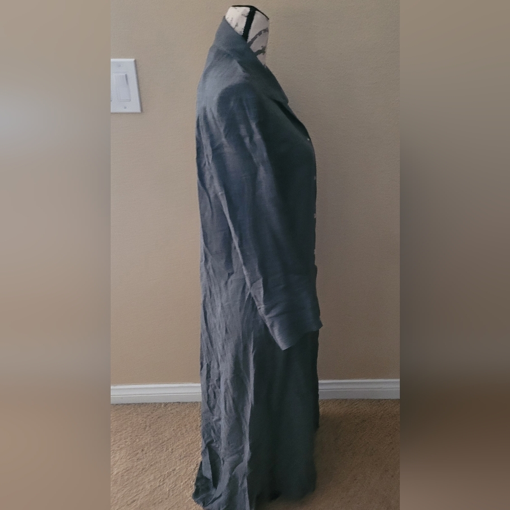 Zara Gray Long Button Down Shirt Dress - Picture 4 of 6